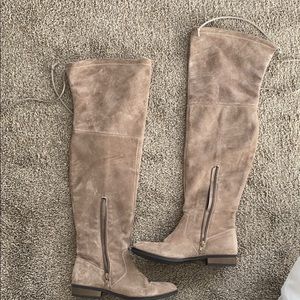Women’s grey suede knee high boots
